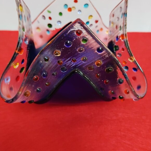 Decorative Colbalt Blue Art Glass Votive / Tea-lite Cup - Picture 2 of 4